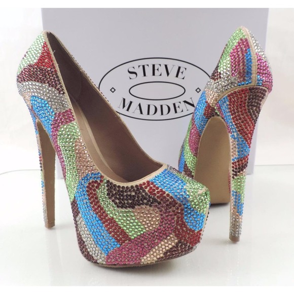 Women's Steve Madden Dyvinal Stiletto Heel Rhinestone Pumps Bright Multi Size 6 - Picture 4 of 10